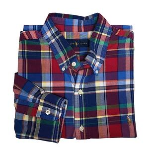 Ralph Lauren Cotton Multicolor Plaid Button Down Long Sleeve Oxford Shirt XL